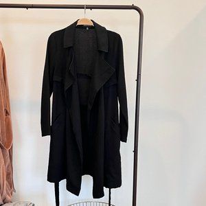 Long Lightweight Duster Coat Black -- Size S